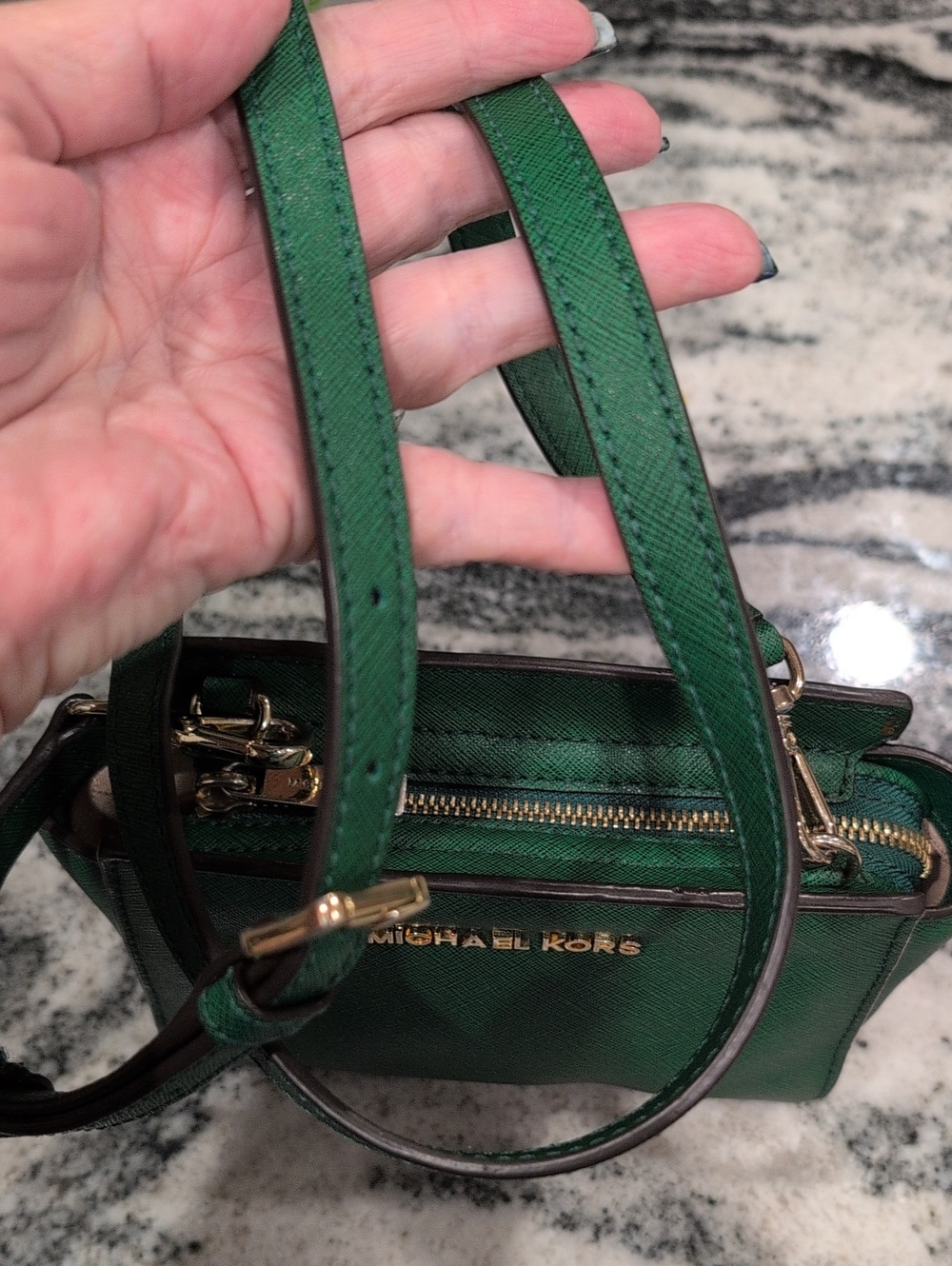 Michael Kors Green Crossbody Bag with Gold Hardware - Picture 7 of 9